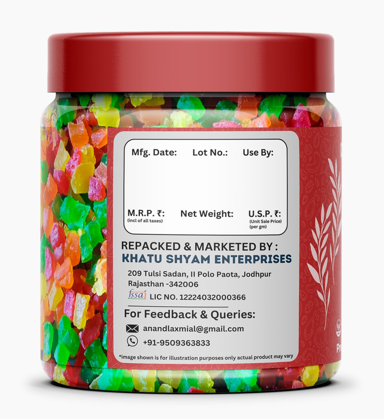 AL Anand Laxmi Mixed Tutti Frutti for Cake, Ice Creams and Shakes Decorations, Mix Tutti Frutti Multicolor, Delicious and Tasty | Toppings Cherries | 100 gm Jar Pack - Image 3 thumbnail