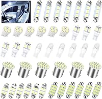 HIPOPY 42PCS Car Interior LED Lights Kit 6000K Cool White T10 12V Bulbs for Dashboard Map Dome License Plate Brake Parking Lights