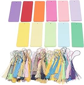 Generic 120 marcadores de cartão coloridos em branco com borlas coloridas, marcadores de papel de artesanato DIY, projeto de artesanato infantil, ideal para etiquetas de presente e projetos DIY