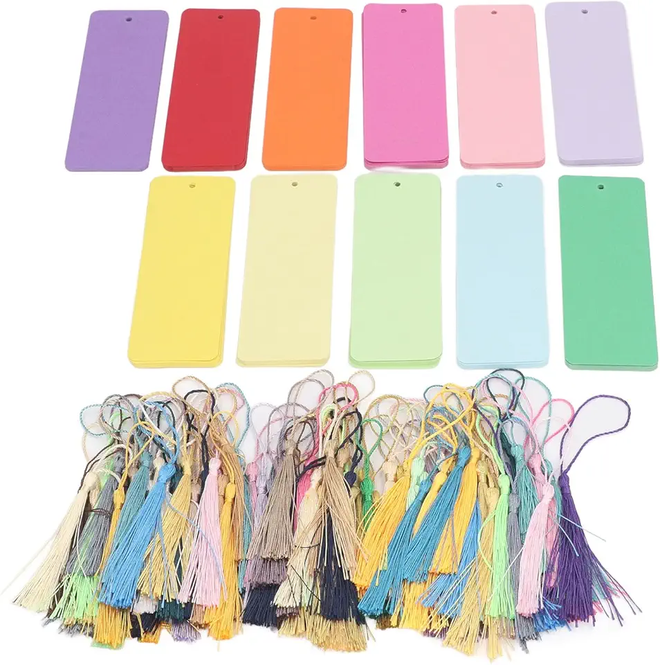 Generic 120 marcadores de cartão coloridos em branco com borlas coloridas, marcadores de papel de artesanato DIY, projeto de artesanato infantil, ideal para etiquetas de presente e projetos DIY