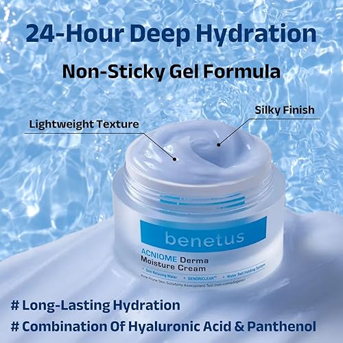 Miniatura 5 de ACNIOME Derma - Crema humectante, crema de gel para el cuidado diario de los poros de ácido salicílico, hidratante no pegajosa con ácido hialurónico