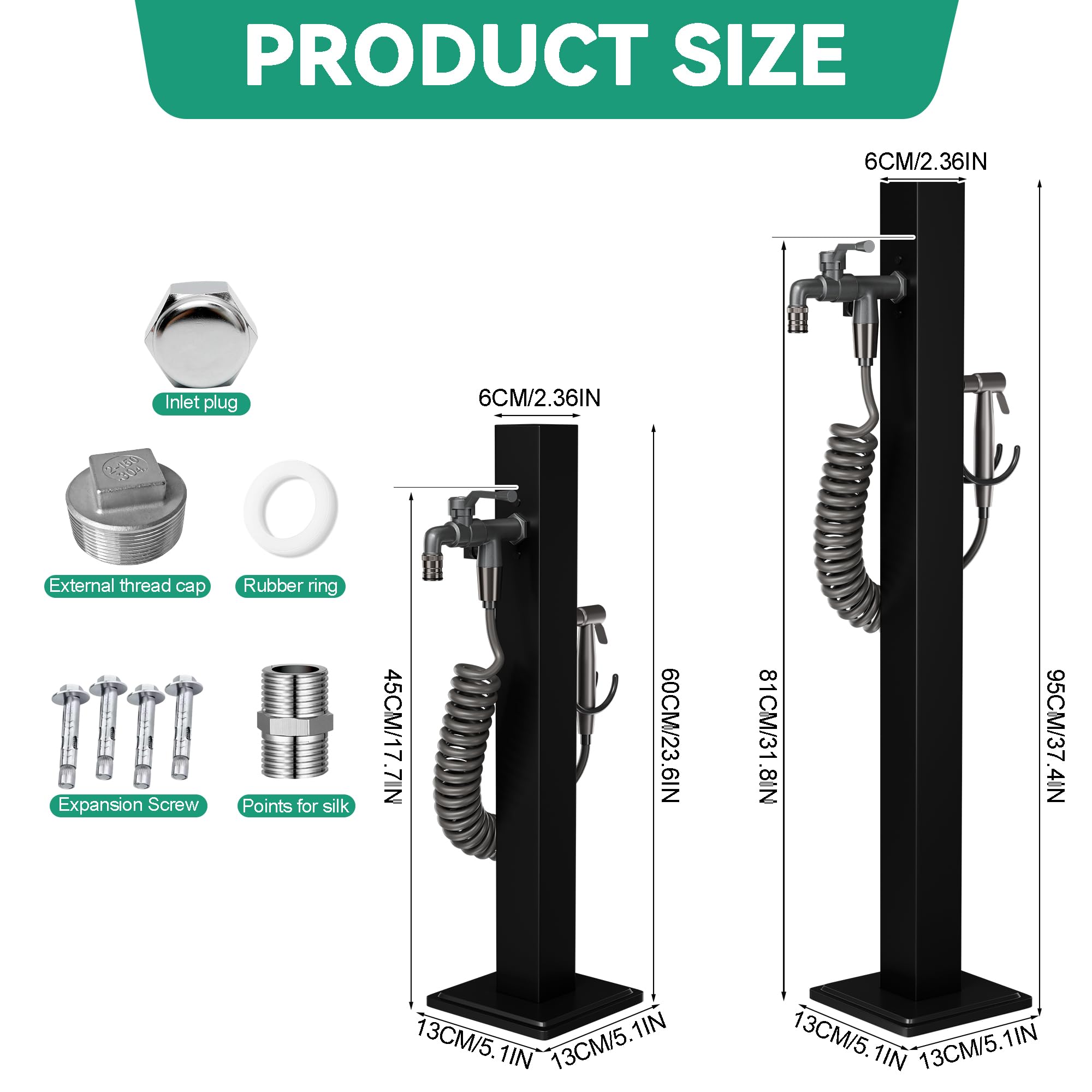 Colonne d'eau acier inoxydable 304 double sortie robinet pistolet résistant gel -20℃ jardin