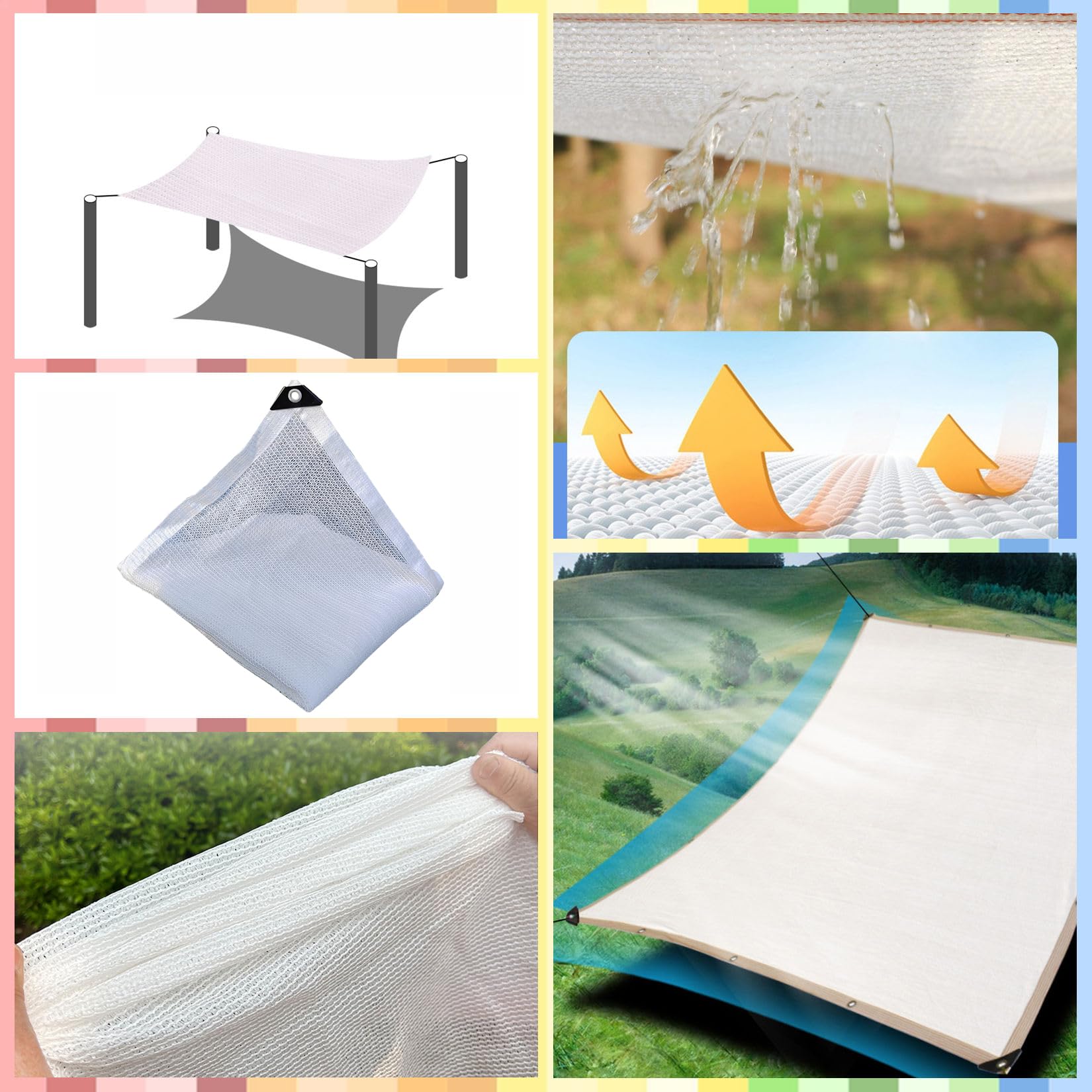 Roja 5x6m con Ojales Vela Reculada para Exteriores Cubierta de Parasol Ideal para Patio Jardín Balcón y Terraza