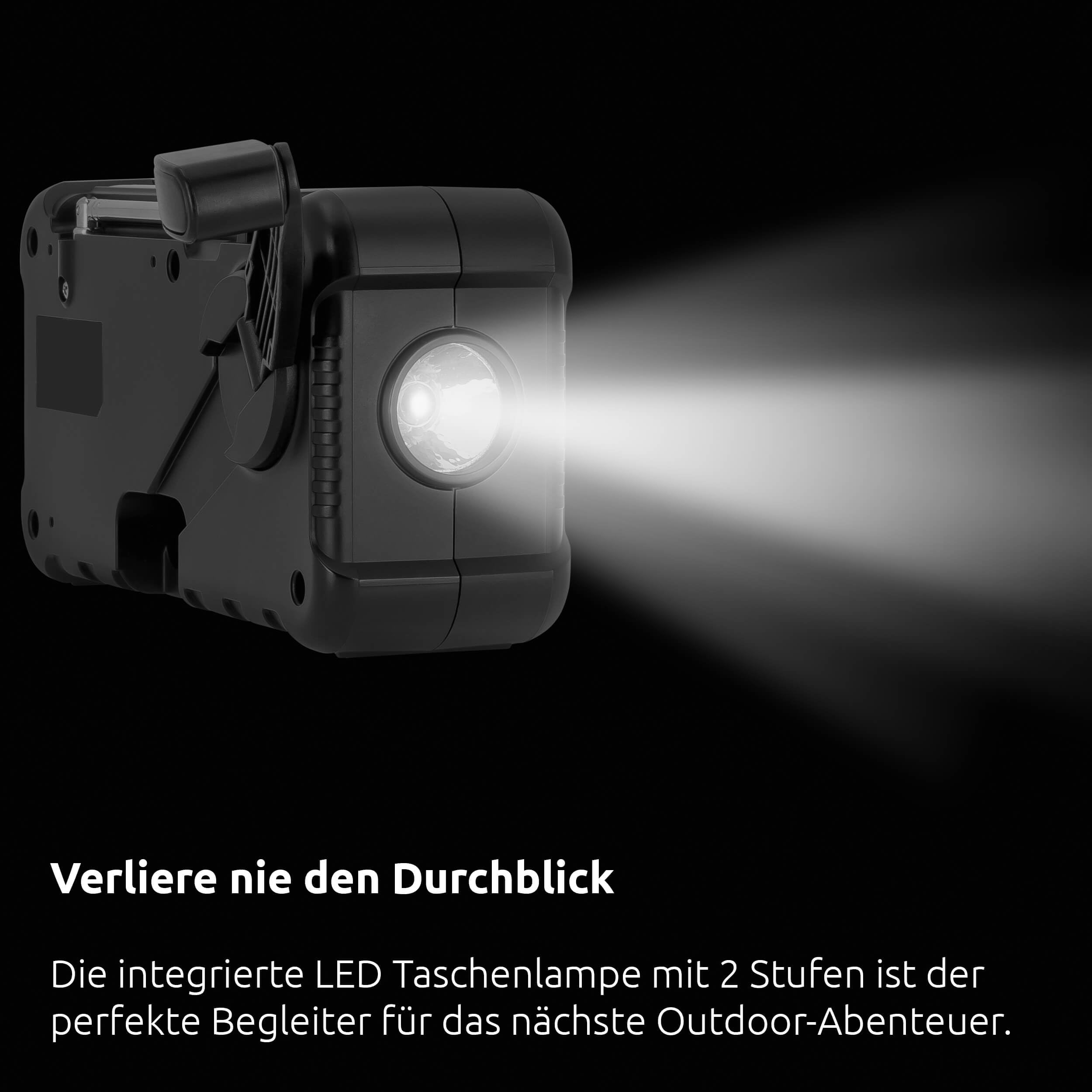 TechniSat TECHNIRADIO Solar 2 Radio Solaire à manivelle Dab+/FM (Radio de Camping Mobile avec Panneau Solaire, Batterie, Fonction Batterie Externe, Lampe de Poche LED, mémoire des favoris, boîtier en