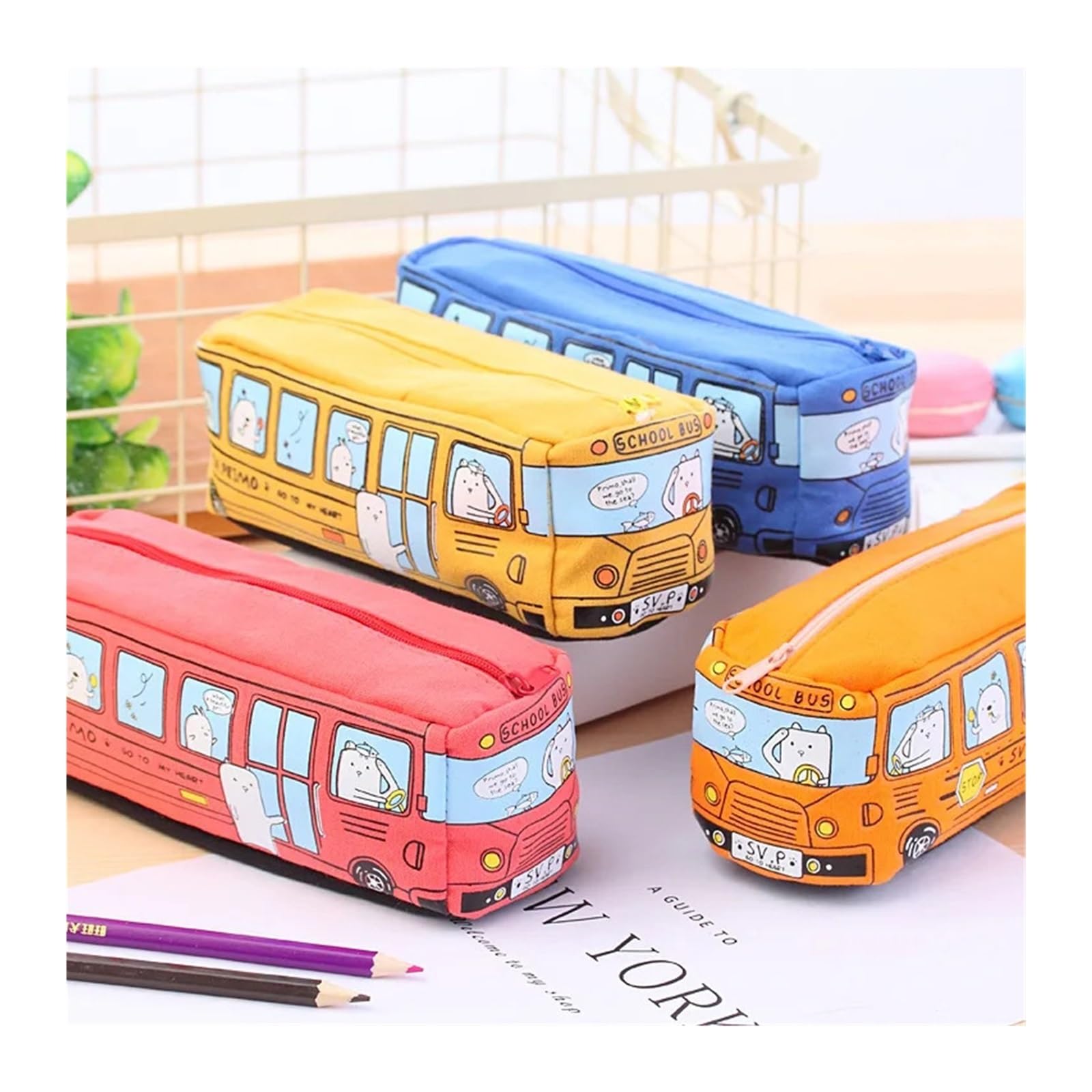 Astuccio for scuola e ufficio | Organizzatore creativo, di grande capacità, for cartoni animati, studenti e cancelleria(Orange)