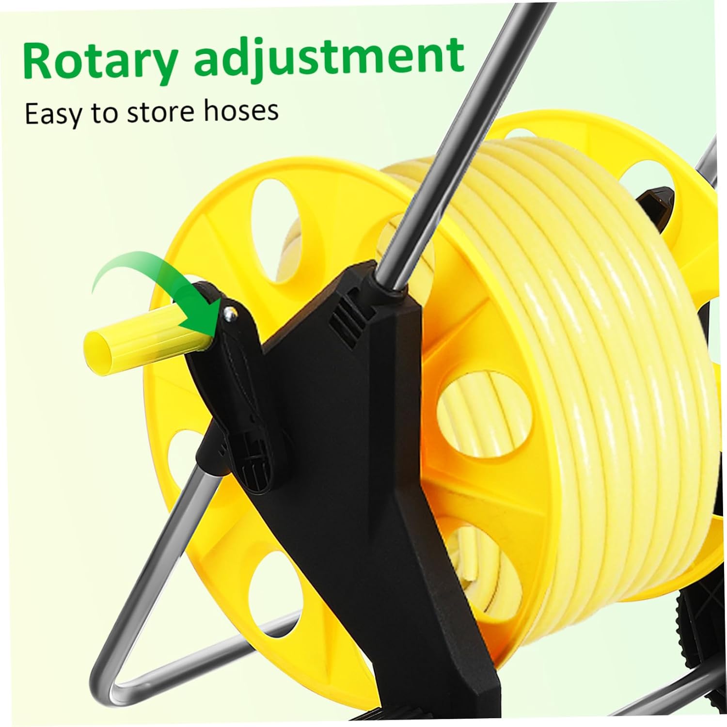 Garden Hose Reel Cart with Wheels Effortless Hand-push Design for Easy Mobility Compact Storage to Prevent Kinks and Tangles Bright Color for Easy Visibility Outdoor Watering and