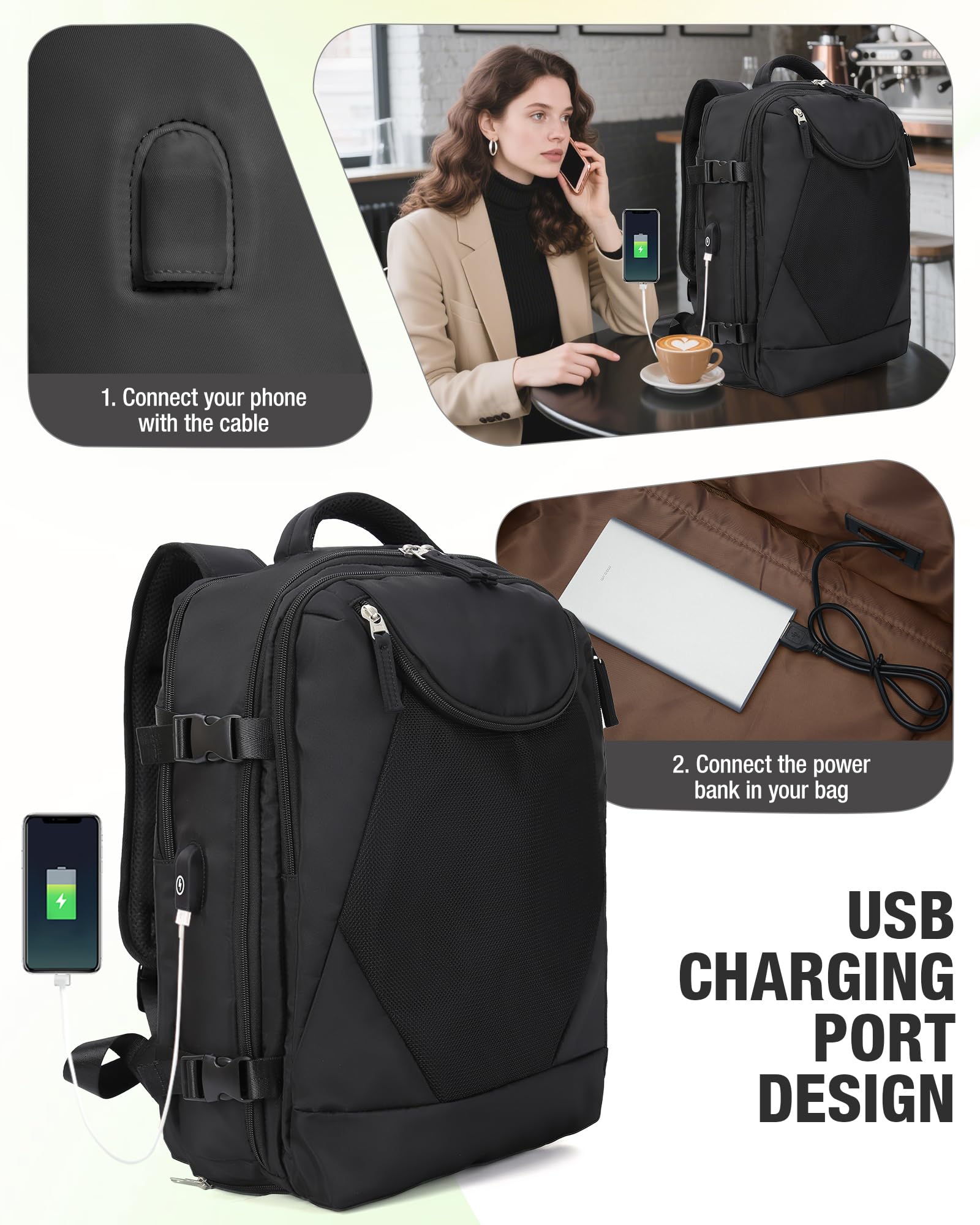 BJLFS Borse da Cabina per Ryanair 40x30x20 Bagaglio a mano Sottovuoto 40x20x25 Zaino da Viaggio con Sottovuoto impermeabile Donna Zaino Easyjet 45x36x20 Zaini Wizzair con porta scarpe