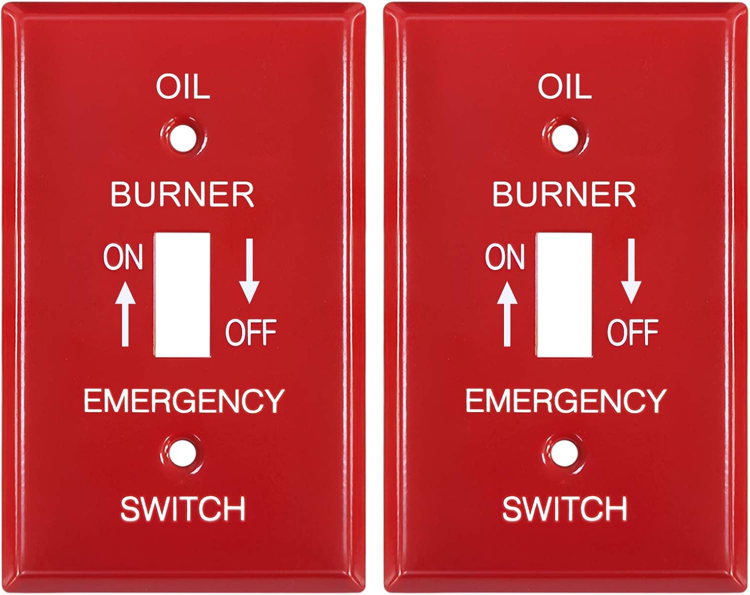 [2 Pack] BESTTEN 1-Gang Red, Emergency Oil Shut-Off Toggle Switch Metal Wall Plate, Standard Size, Code Compliant