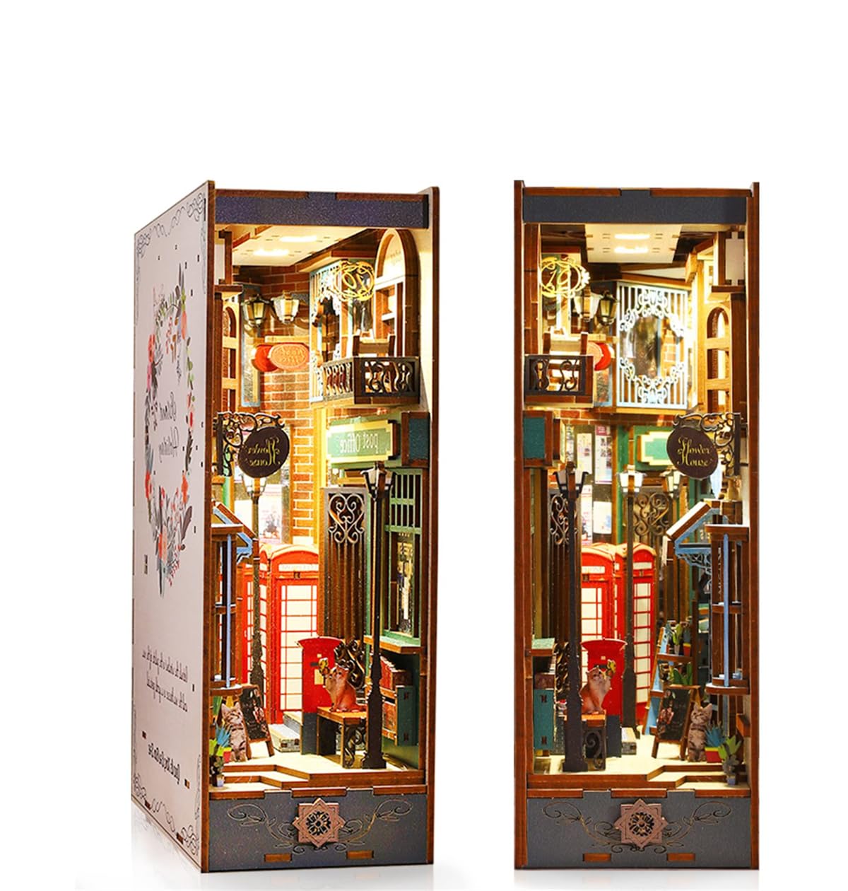 DIY Book Nook Kits, Assemble 3D Wooden Puzzles Bookshelf Insert with LED Light, Booknook Kits Book Decor Gifts for Teens Adults