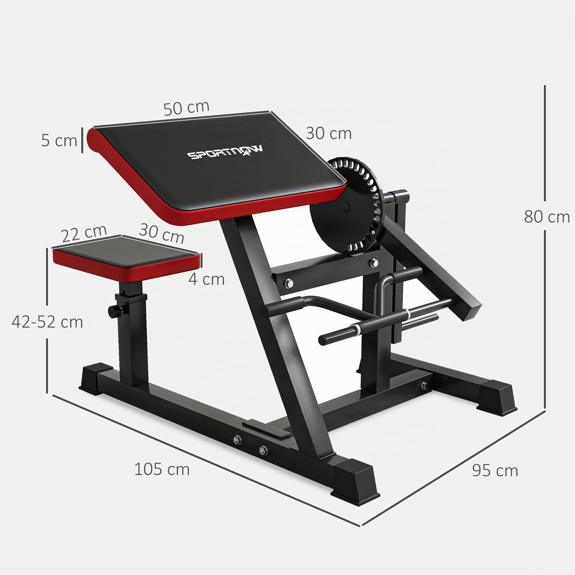 SPORTNOW Banco 2-en-1 para Curl Romano y Tríceps, Banco de Fitness Multifuncional con 5 Niveles de Asiento y 25 Ajustes, Negro | Banco de fitness multifunción, asiento de 5 niveles