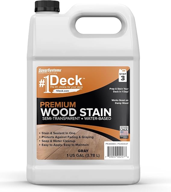 Deck Premium Semi-Transparent Wood Stain for Decks Fences Siding Gray