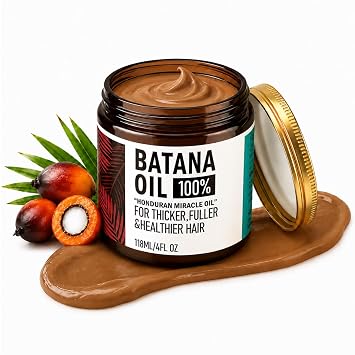 Raw Batana Oil for Hair Growth - 100% Pure, Dr Sebi Organic Unrefined Organic Batana Hair Growth Oil from Honduras, Promotes Thicker & Stronger Hair 4 OZ