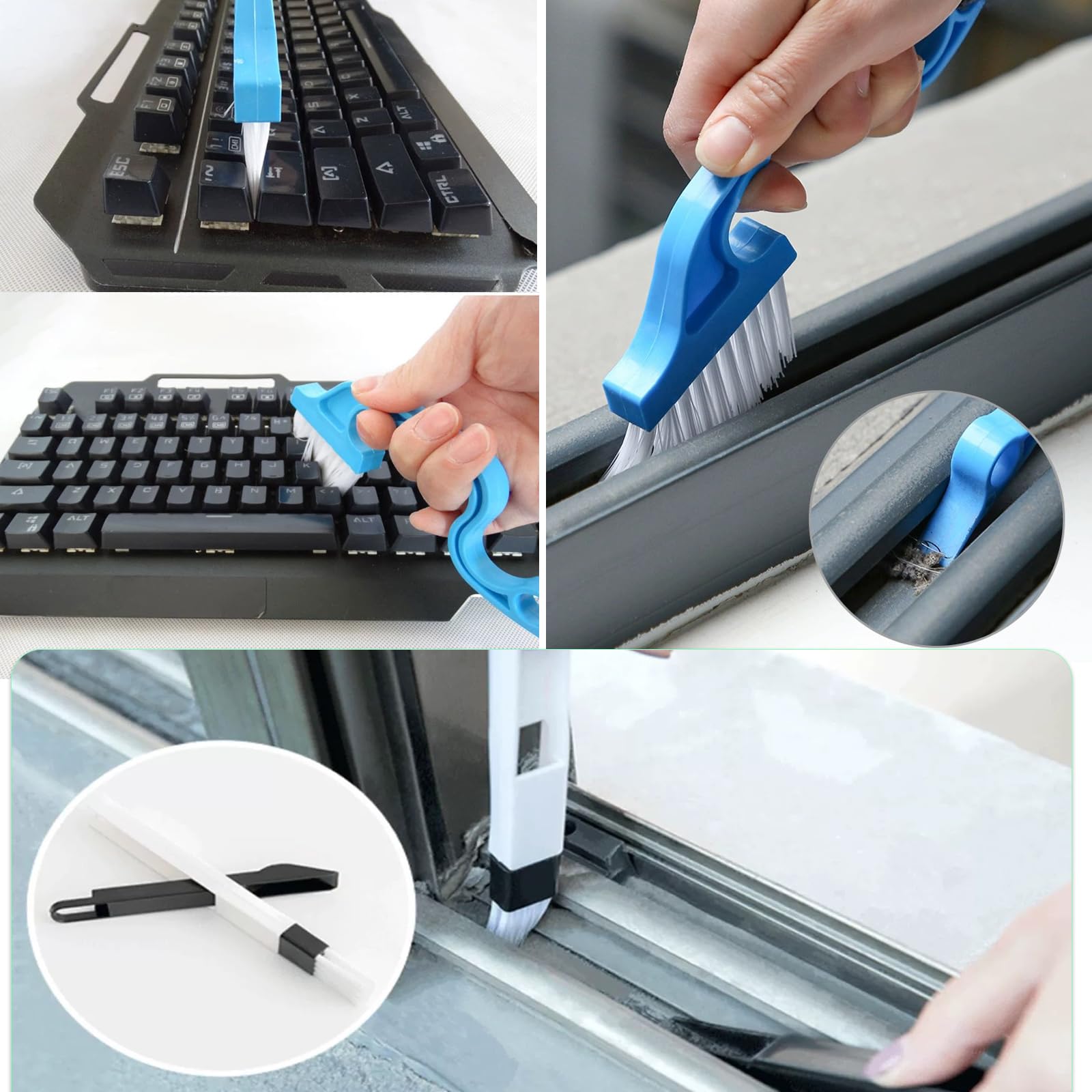 Cepillo de limpieza para hendiduras, cepillo de limpieza de grietas de cerdas duras, cepillos de limpieza 3 en 1 para uso doméstico, cepillo de limpieza multifuncional para baño, cocina,