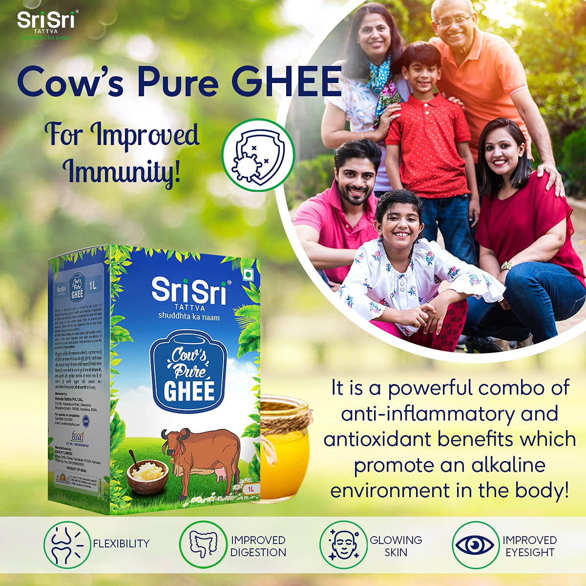 Sri Sri TATTVA shuddhta ka naam Cow Ghee Pure Cow Ghee for Better
