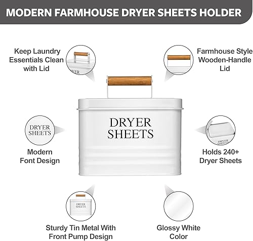 Miniatura 2 de Calindiana Moderno soporte de hojas de metal para secadora de ropa de granja, dispensador de suavizante de tela con tapa para decoración y