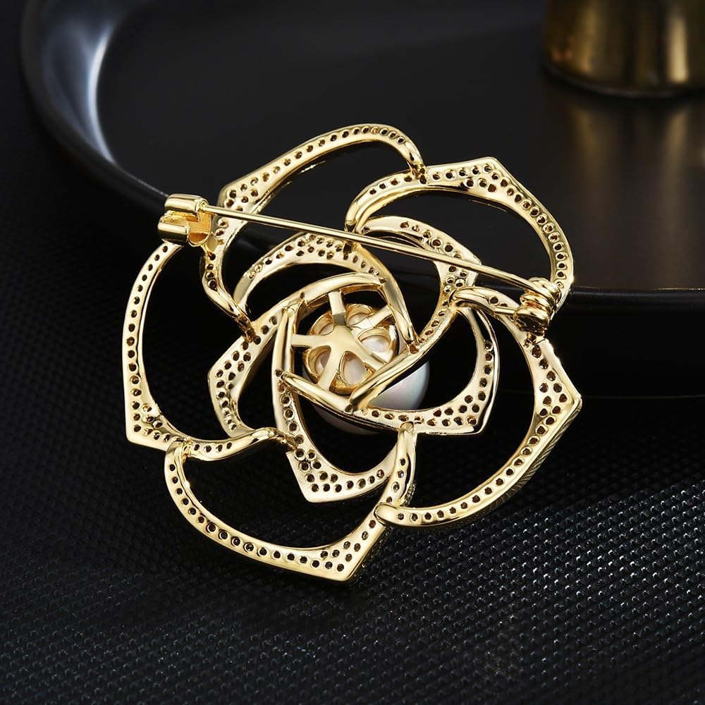 Flower Brooch for Women Rhinestone Flower Brooch Pins Floral Brooches Jewelry Gift for Mom Wife