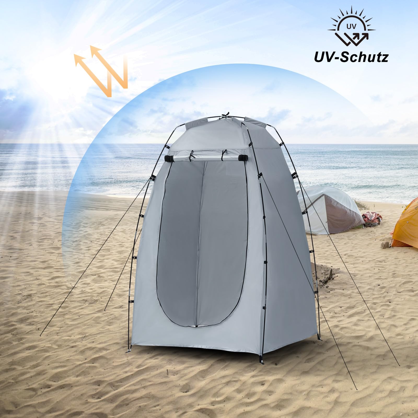 CLIPOP Pop-Up-Zelt, wasserdicht, leicht, einlagig, Frühlings-Campingzelt, einfacher Aufbau – für Strand, Wandern, Festival, Outdoor (Grau) Sport & Freizeit