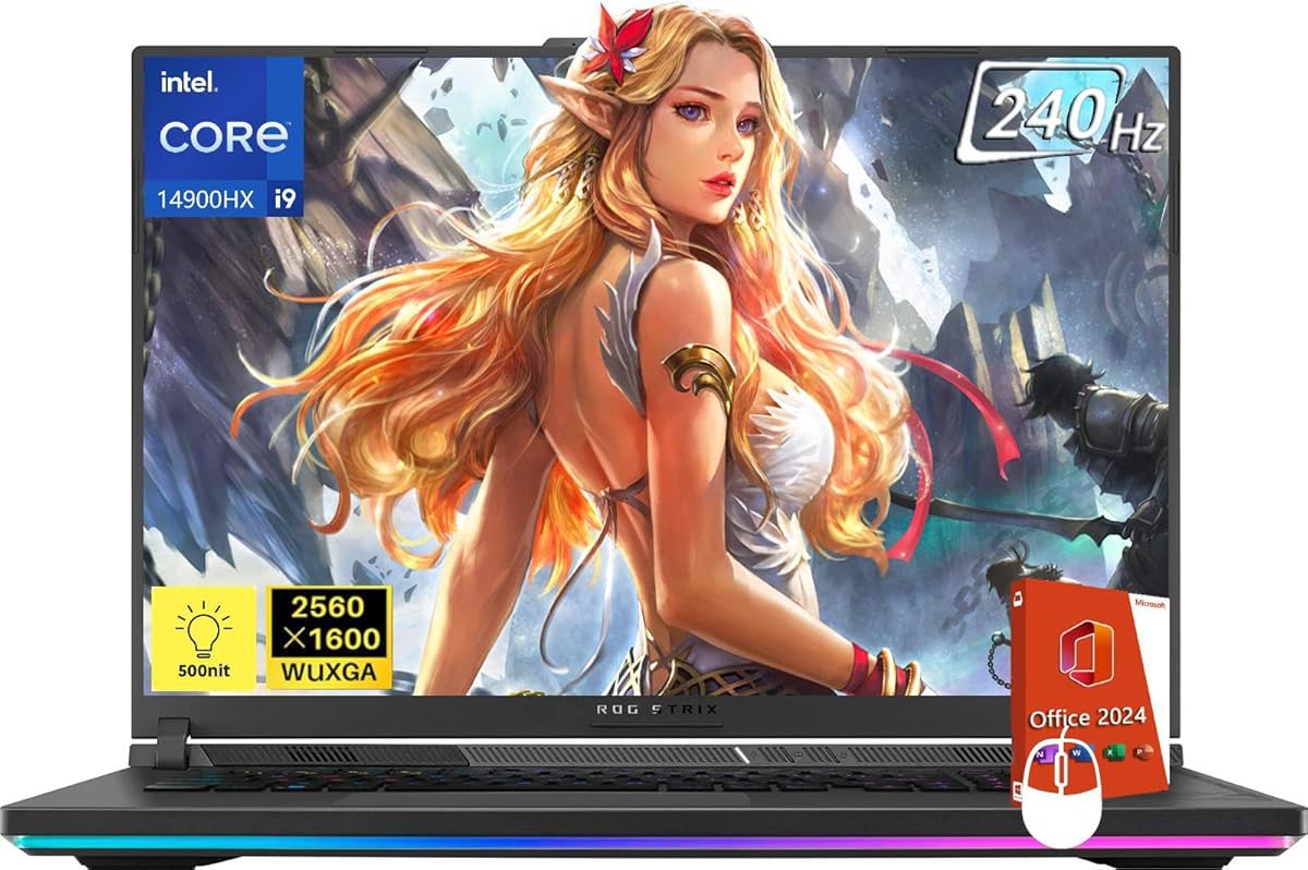 ASUS ROG Strix G18 Gaming Laptop, Intel i9-14900HX (24-core, Up to 5.8 GHz), GeForce RTX 4060, ROG Nebula 18" 2.5K 500-Nits 240Hz Display, 64GB DDR5, 4TB SSD, Win11 Pro & Office Pro 2024 Lifetime : Electronics
