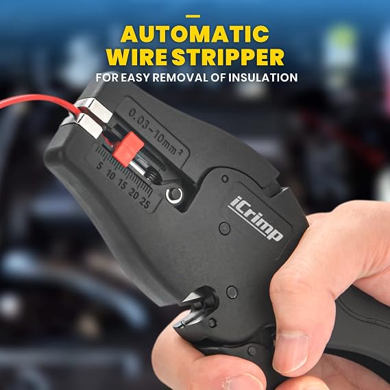 iCrimp IWS-D10 Automatic Wire Stripper/Wire Cutter for 32-7 AWG Solid & Stranded Wires, Self Adjusting Wire Stripping Tool