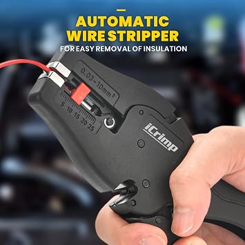 iCrimp IWS-D10 Automatic Wire Stripper/Wire Cutter for 32-7 AWG Solid & Stranded Wires, Self Adjusting Wire Stripping Tool