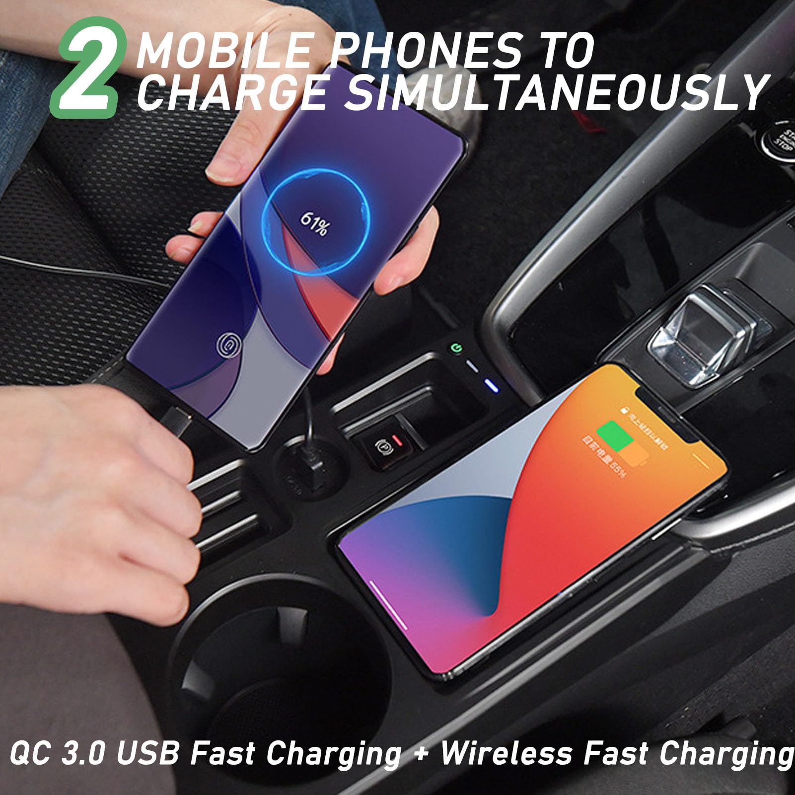 DeaVER Caricatore Wireless Auto per Audi A3 (2021 2022 2023) Tutti I Modelli con Sistema di Raffreddamento A Doppio Canale d'Aria Accessori di Aggiornamento A Ricarica Rapida da 15 W