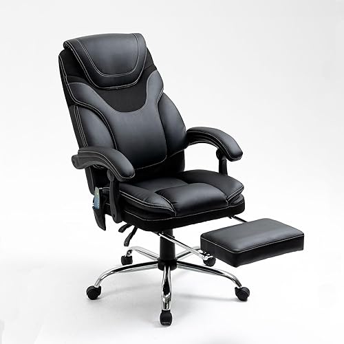 Miniatura 4 de Silla de oficina de masaje, silla de oficina con reposapiés, silla de oficina de respaldo alto con reposabrazos, sillas ergonómicas de escritorio de