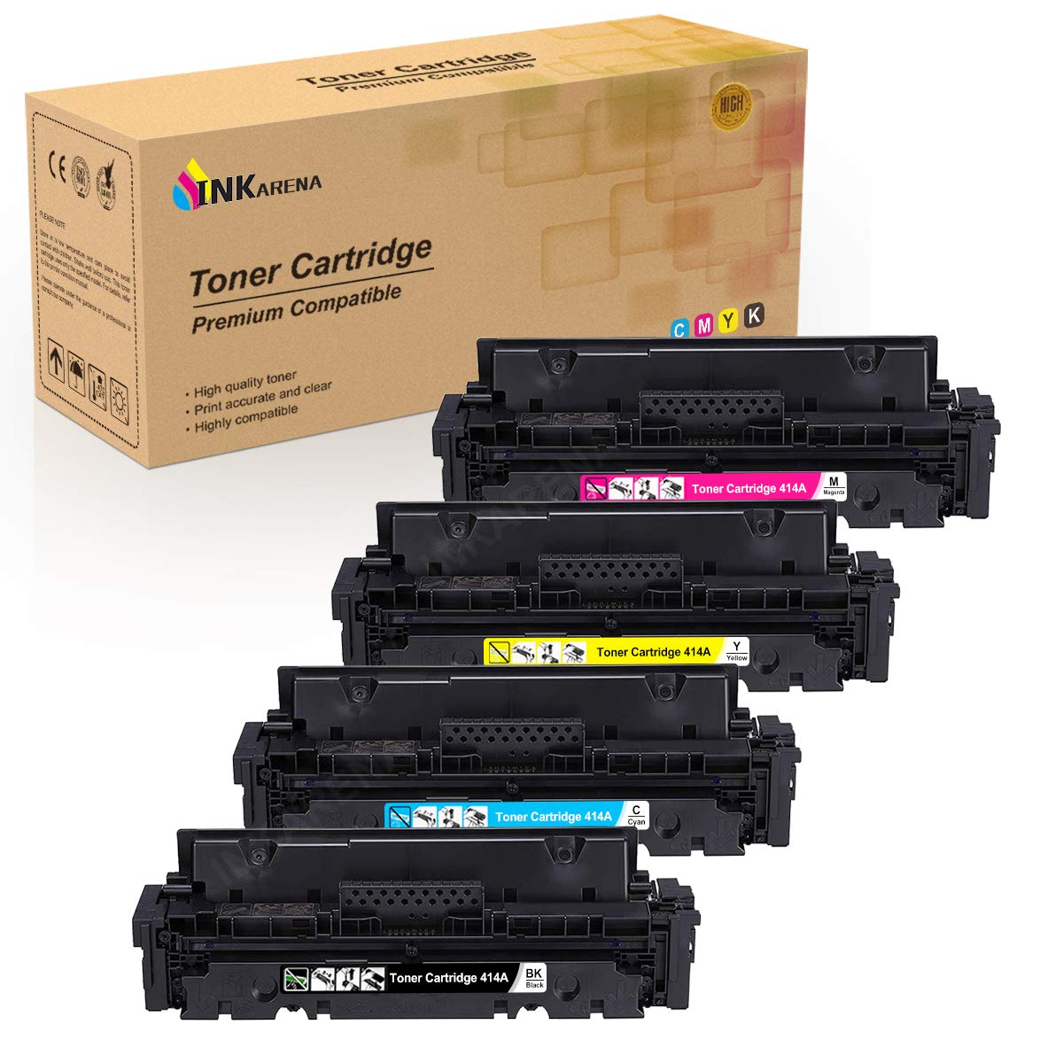 Inkarena Compatible Toner Cartridge Replacement for HP 414A CF414A 414X CF414X Toner for HP Color Laserjet Pro M454dw M454 M454dn MFP M479fdw M479fdn Printer (W2020A W2021A W2022A W2023A, NO Chip)