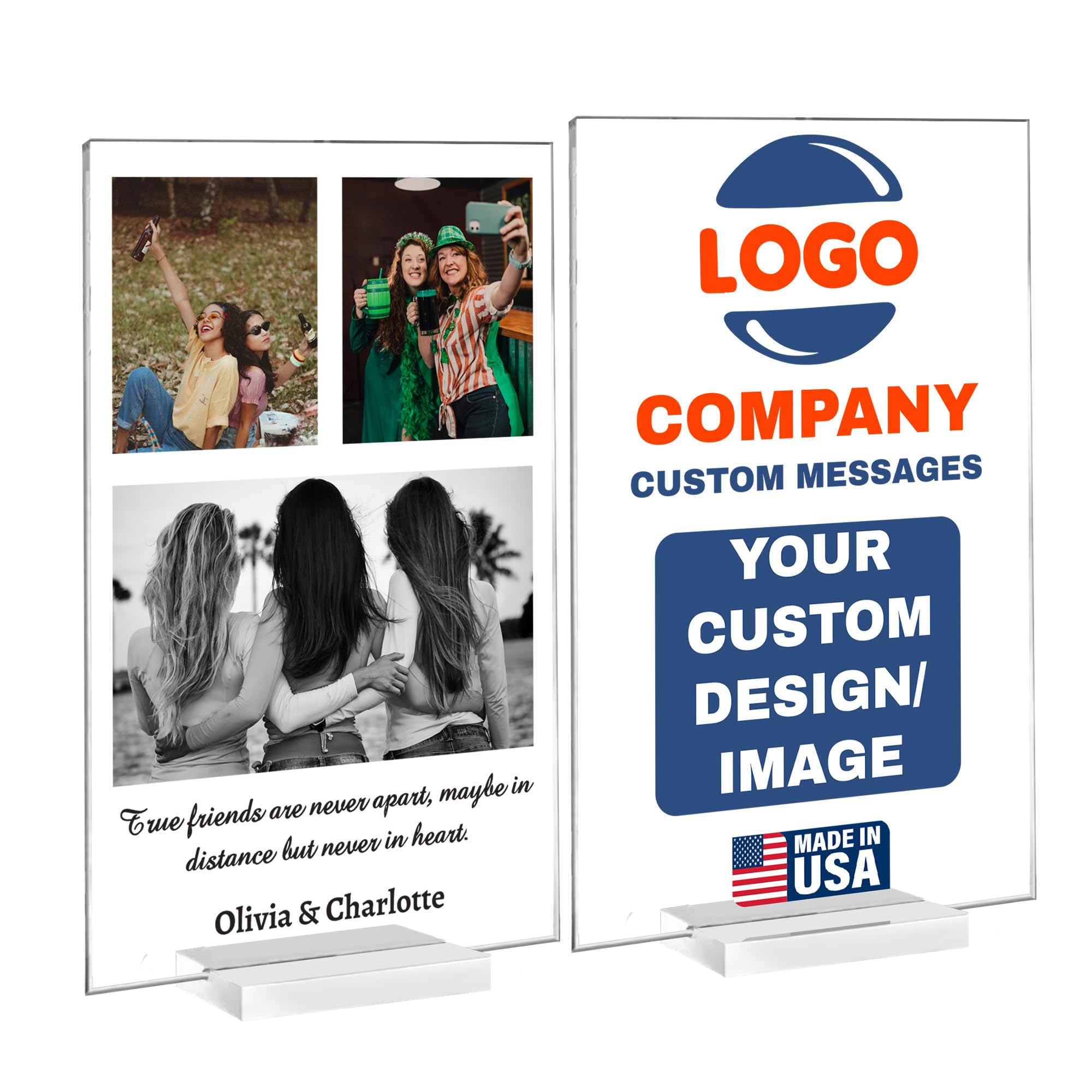 Miracle Prints Custom Acrylic Sign – Customize Your Clear Display Stand with Text, Logo, or Design – 4.5x7 Picture Frame, Personalized Plaque for