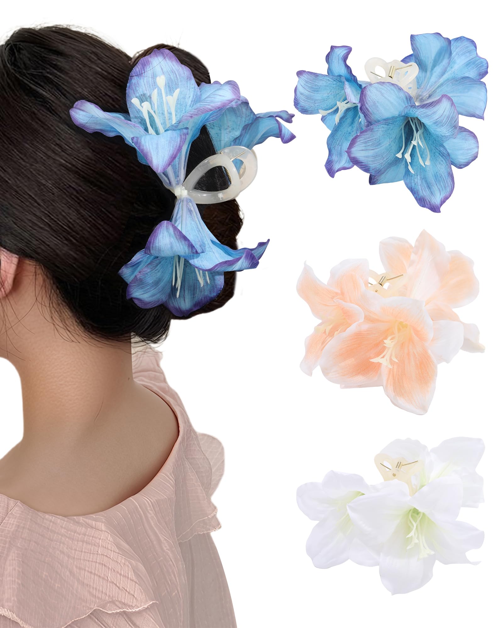 Pinza para el pelo con diseño de flor hawaiana para mujer, accesorios para cabello grueso y fino