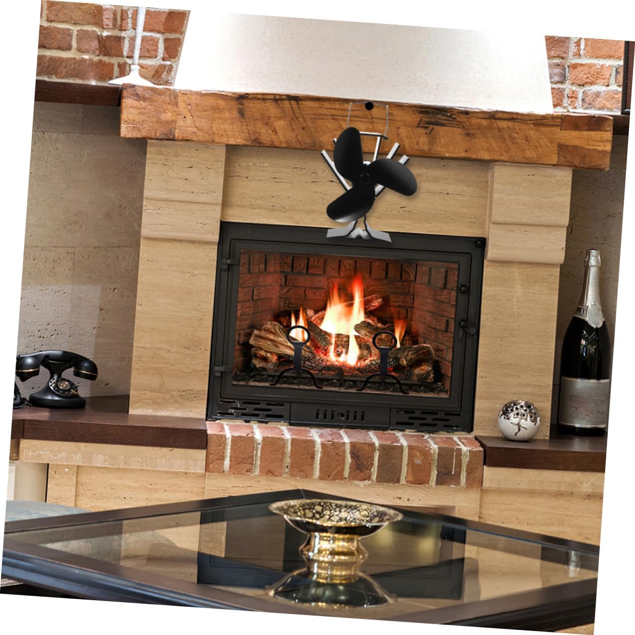 Heat Powered Stove Fan 3-blade Fireplace Fan Thermal Energy Driven Home Heating Accessory for Efficient Heat Distribution