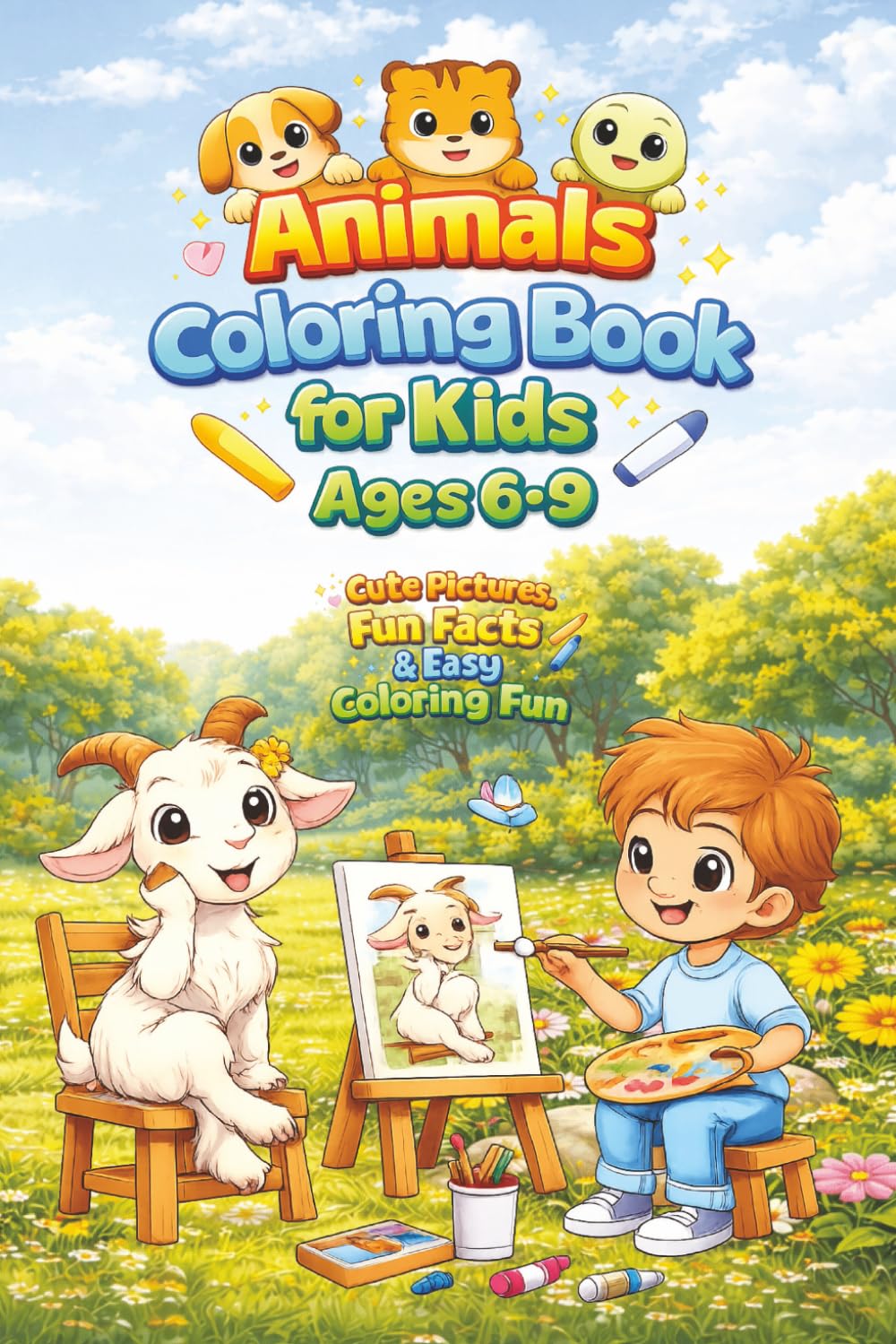 Animals Coloring Book for Kids Ages 6-9: Cute Pictures, Fun Facts & Easy Coloring Fun (Color & Smile: Fun Facts Coloring Series)