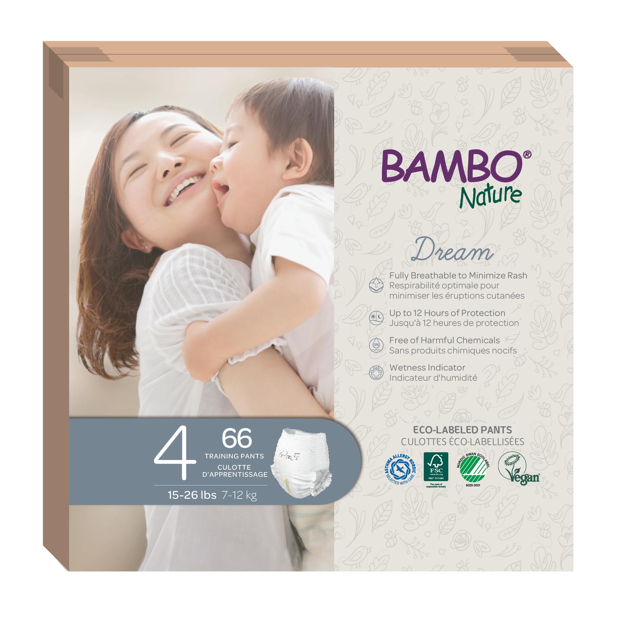 Bambo Nature Premium Training Pants (SIZES 4 TO 6 AVAILABLE), Size 4, 66 Count