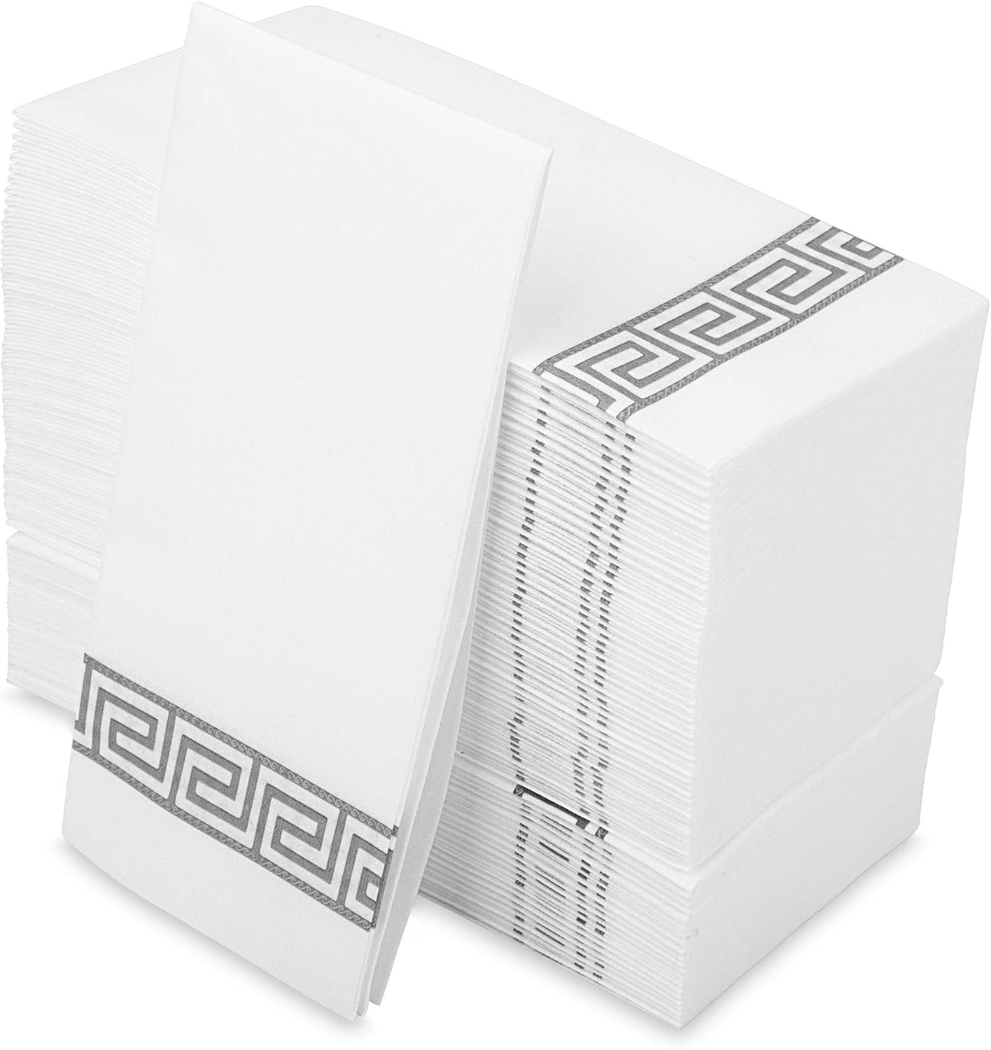 Decorative Hand Towels Disposable, Silver Design 50 Linen