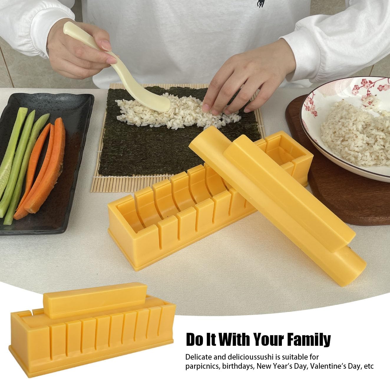 Sushi Maker, Sushi DIY Mold Set - Easy Sushi Making Kit, Help to Make Round Shaped Sushi
