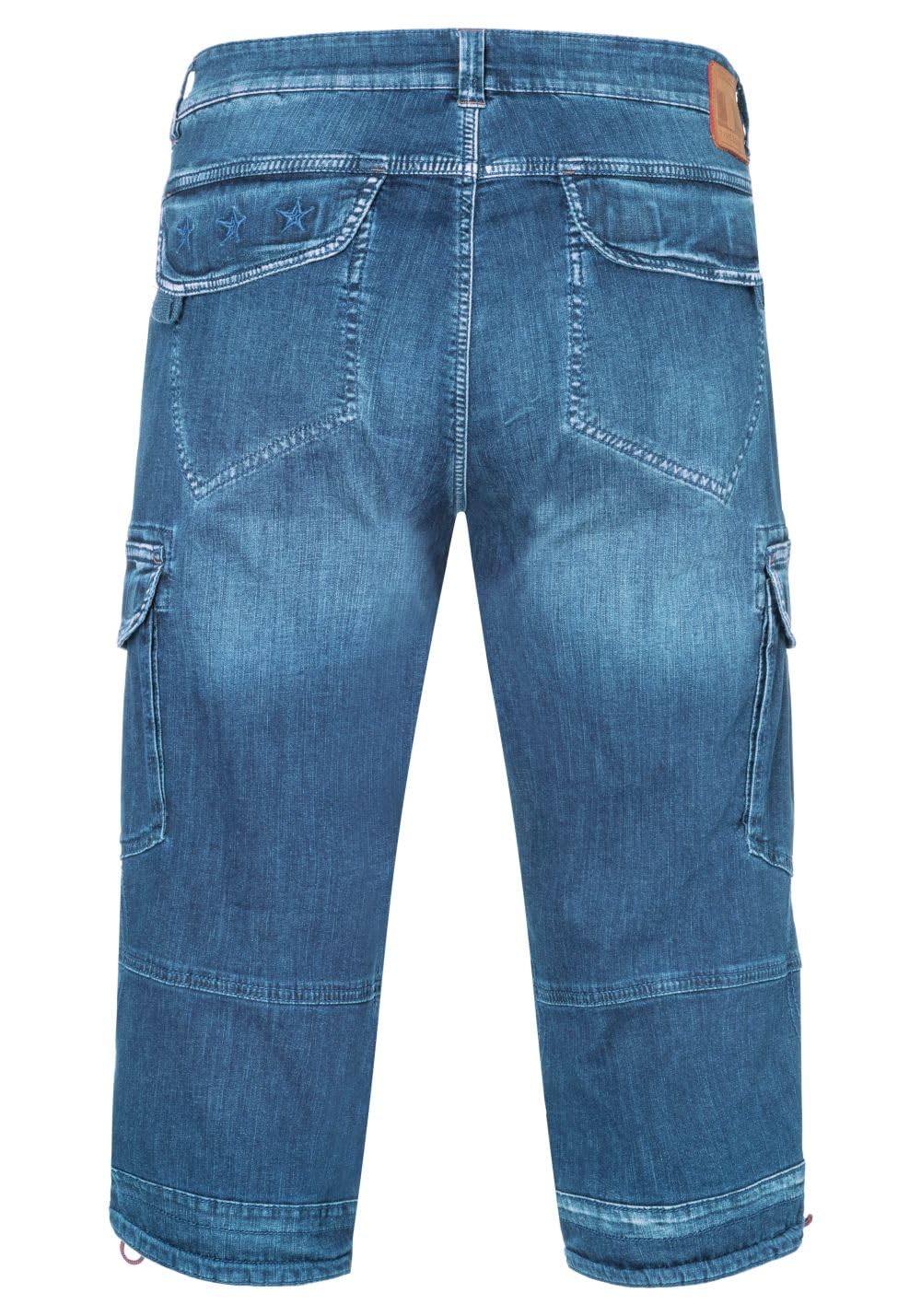Timezone Herren 3/4 Cargo Jeans Loose MILESTZ Short Mid Waist Loose Fit - Blau | Baumwolle | Viel Stauraum durch seitliche Cargotaschen mit Patten | Normal Fit | unifarben | atmungsaktiv | Reißverschluss