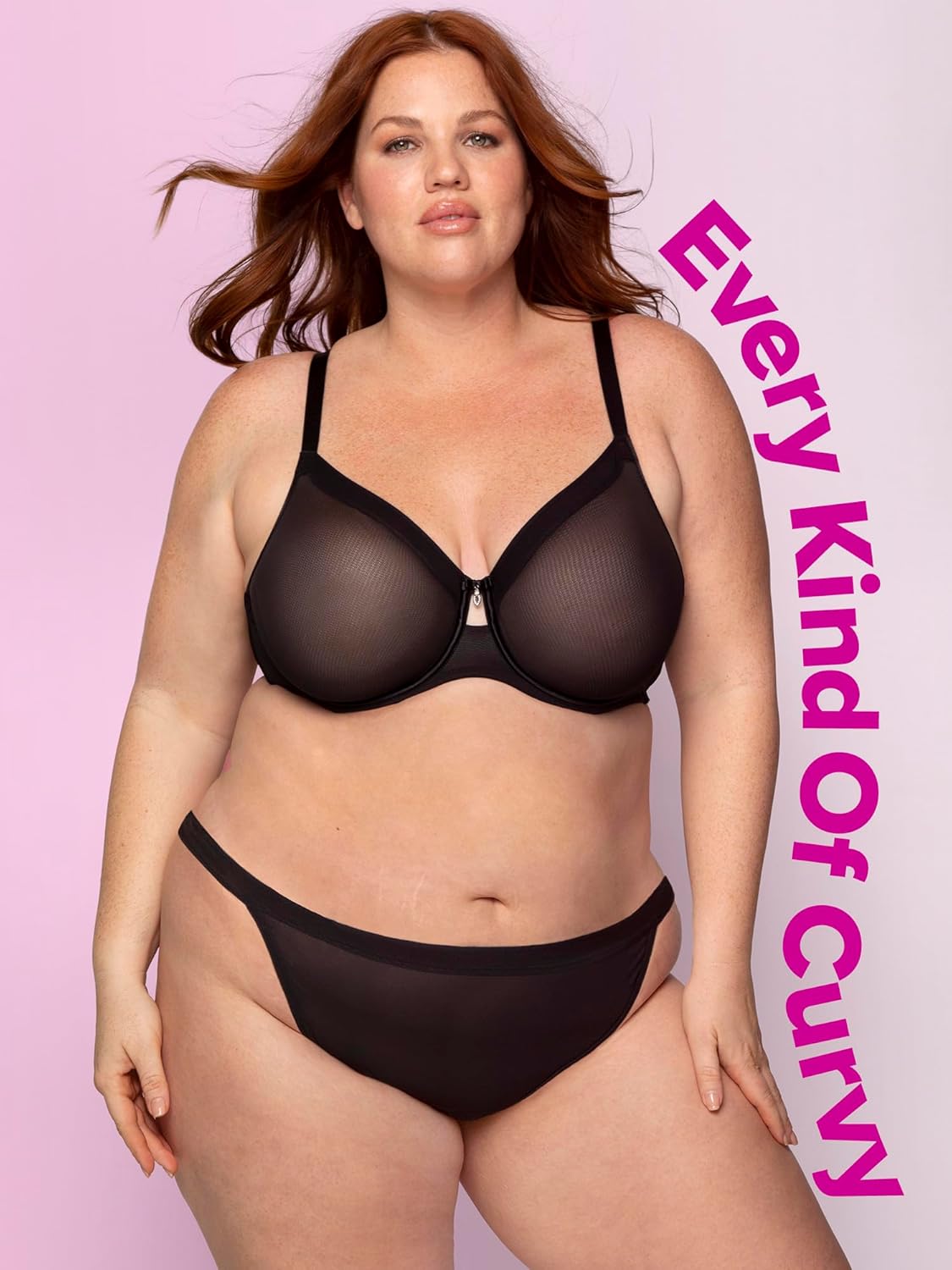 Curvy Couture Womens Sheer Mesh Full-Coverage Unlined Underwire Bra - Image 4