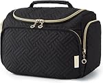 BAGSMART Travel Toiletry Bag, Large Wide-Open Travel Bag for Toiletries, Makeup Cosmetic Travel Bag with Handle, Black-M