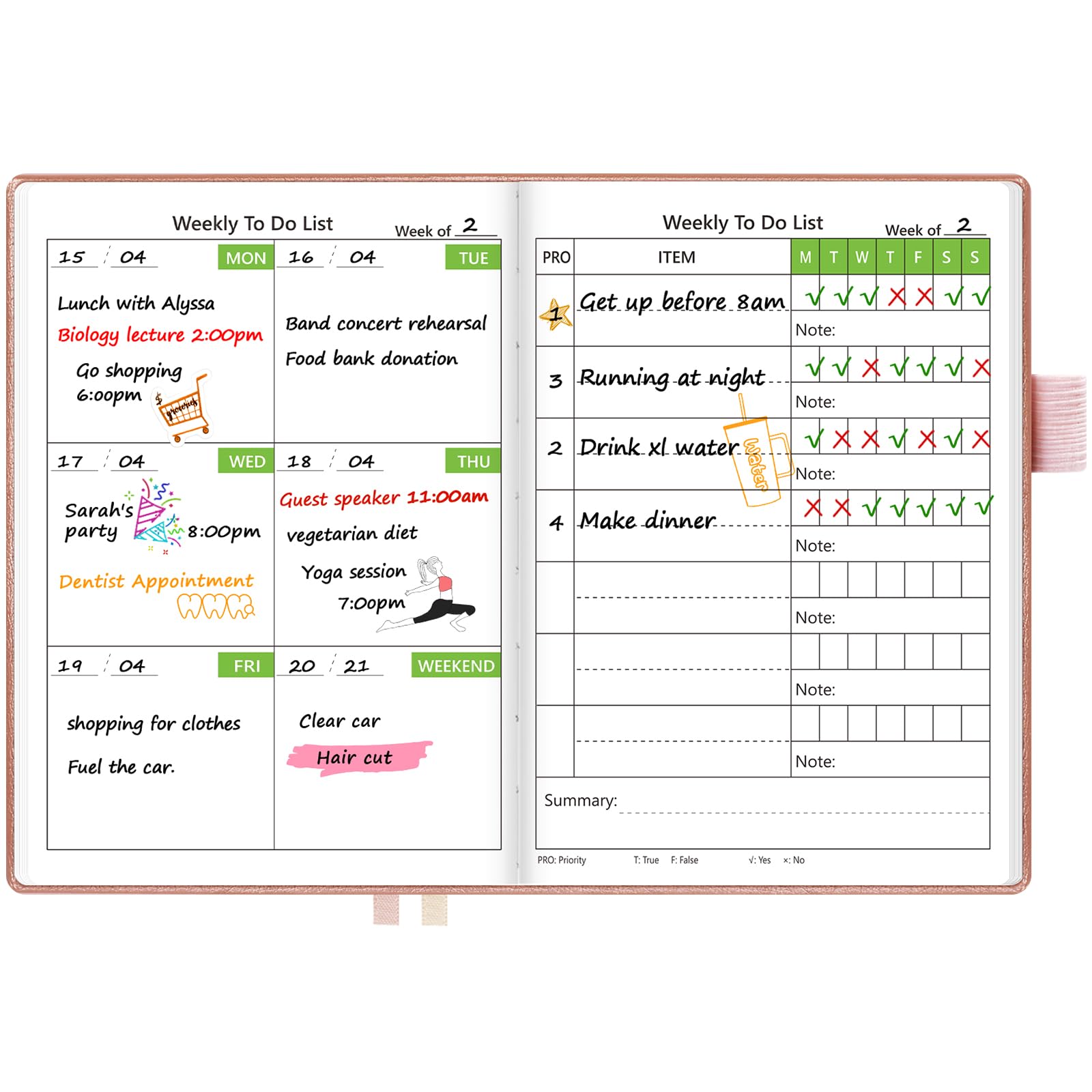 UpUDo Weekly Planner with Calendar, 160 pages Habits Tracker Journal Organizers-4.3"x5.8" Portable Notebooks