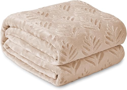 Exclusivo Mezcla Manta de vellón de tamaño Queen para cama, mantas súper suaves y acogedoras para uso durante todas las estaciones, patrón de hojas,