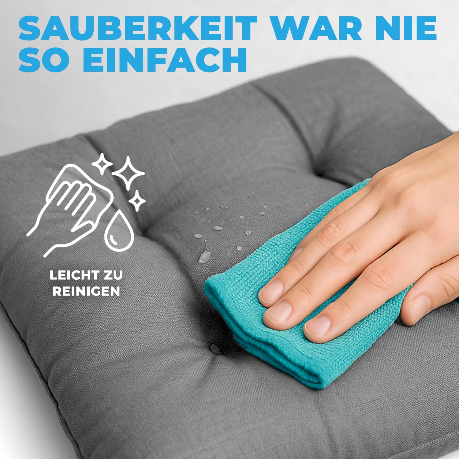 8X Sitzkissen Outdoor 40x40, 8cm dick, Wasser- & UV-beständig | Bändern, Bequeme Stuhlkissen, Stuhlauflage Sitzpolster, Sitzauflage Gartenstuhl, Extra dicke Sitzkissen Stuhl braun