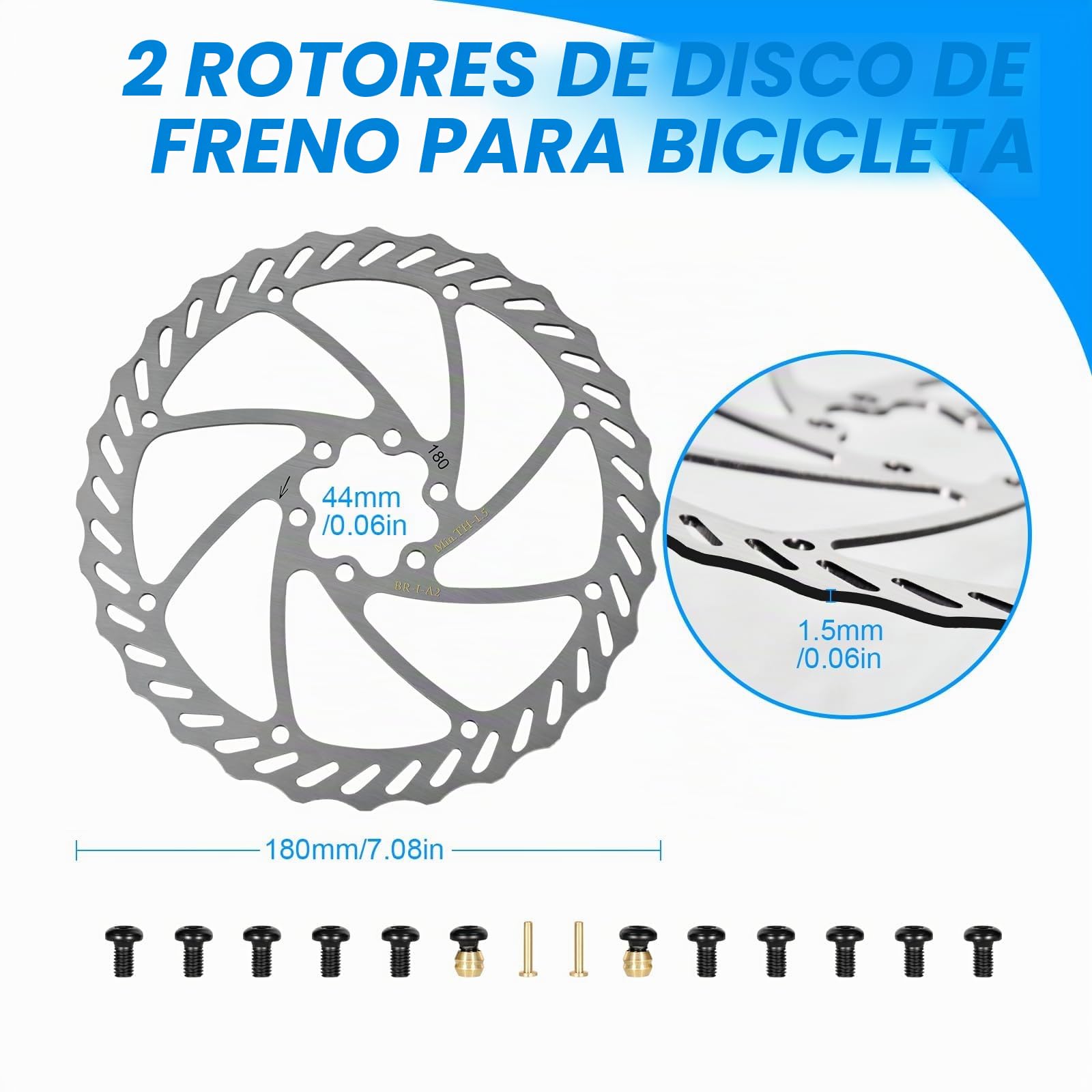 MTB Juego de Freno Hidráulico de 4 Pistones, Juego de Freno de Disco, Frenos Hidráulicos de Bicicleta con Discos de Freno de 180 mm, Fuerza de Frenado en Seco de 610 nm para Bicicleta de Montaña