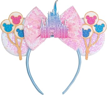CHuangQi Mouse Ears Headband with Bow Double-sided Sequins Hairband XC63
