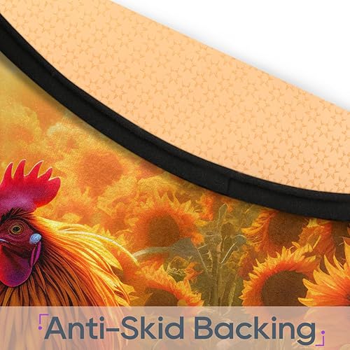 Miniatura 4 de Animal Rooster in Sunflowers02 Round Area Rug 3ft Machine Washable Circular Rugs for Dining Room Table Bedroom Playroom Throw Rugs for Dog Living