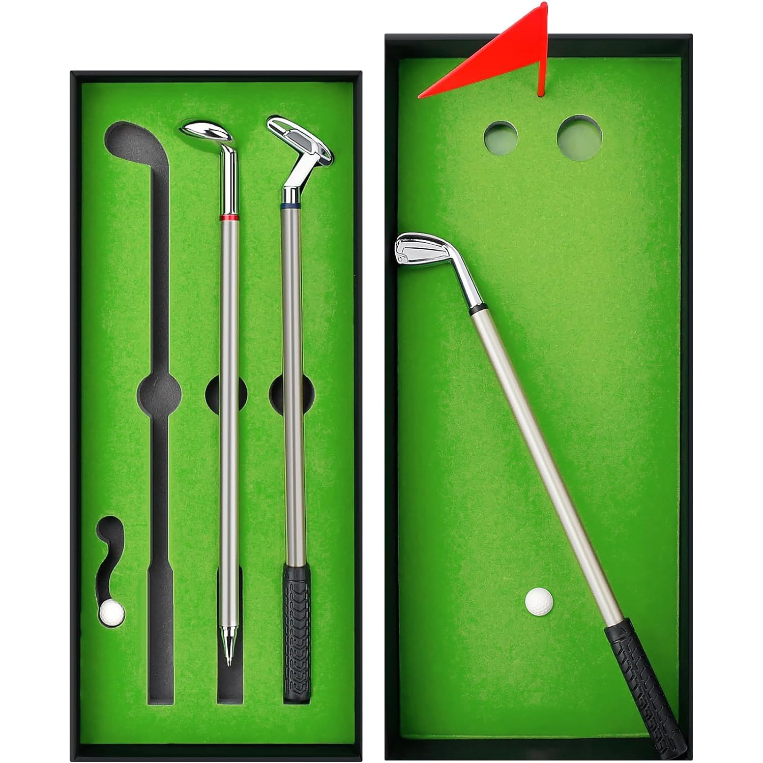Joyzzz Golf Pen for Men, Mini Golf Pen Set with Putting Green, Flag, 3 Golf Clubs Pens & 2 Balls, Cool Stuff Gifts Ideas for Dad, Funny Gifts for Men Dad Adults Husband Him Boyfriend Golfers