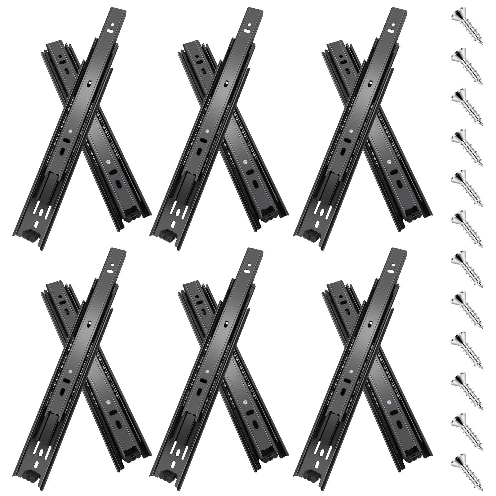 10 inch Drawer Slides 6 Pairs (12pcs) Full Extension Ball Bearing Drawer Slides 3 fold Full Stretch Side Mount Drawer Slides 100 LB Capacity Drawer Slide 10