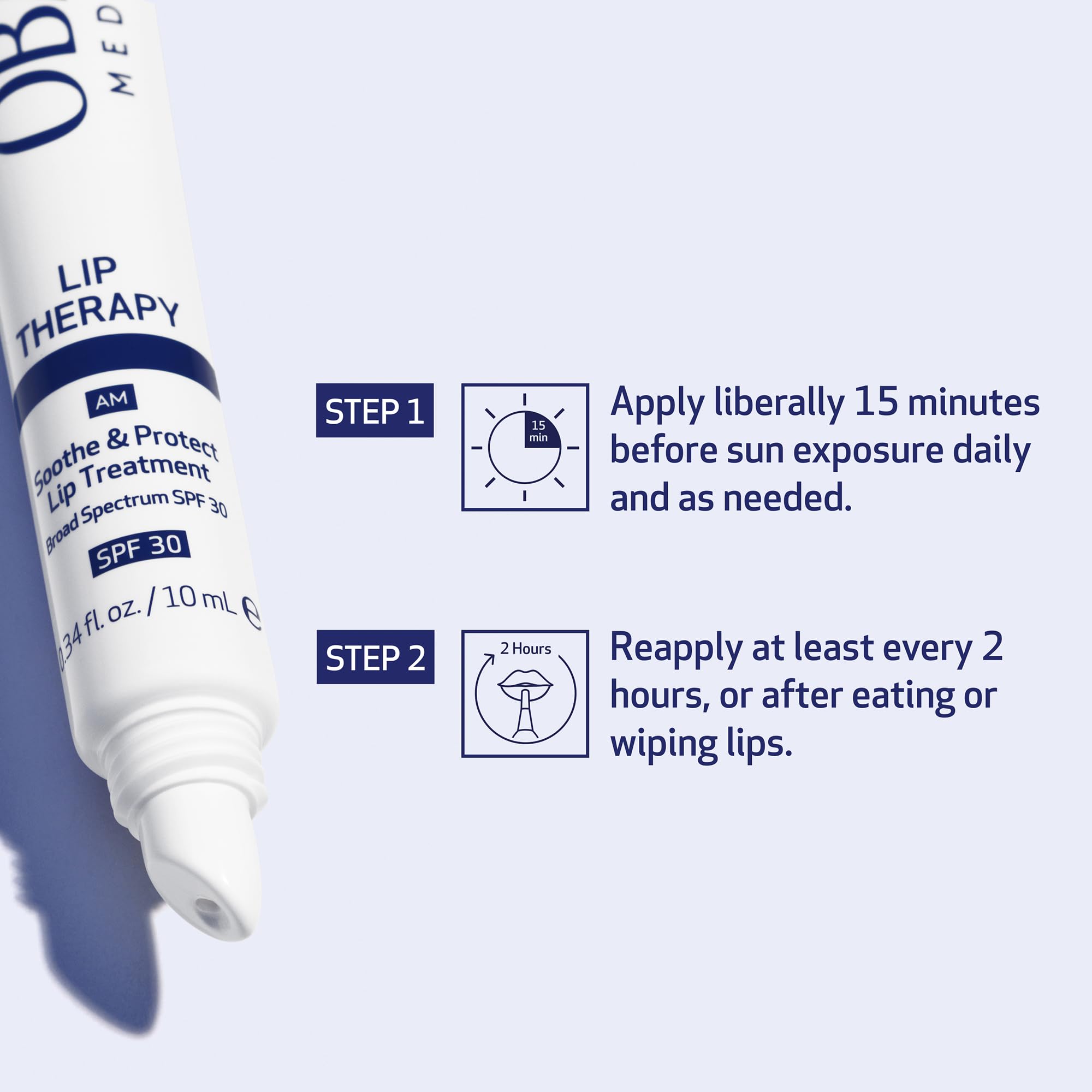 Obagi Lip Therapy SPF 30 Soothe & Protect Lip Balm Treatment with Hyaluronic Acid, Vitamin E & Peptides – Visibly Plumps, Soothes & Moisturizes Dry Lips & Protects Against UVA/UVB Rays – .34 oz