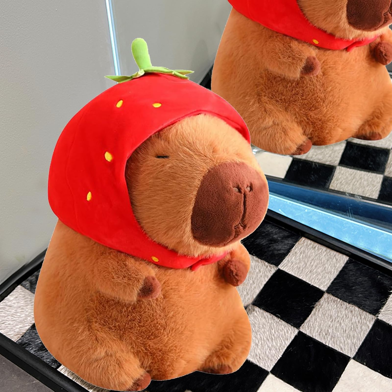 Peluche Capibara Con Cappello A Fragola 23cm: Morbido, Simpatico, Giocattolo Per Bambini E Collezionisti, Regalo Ideale