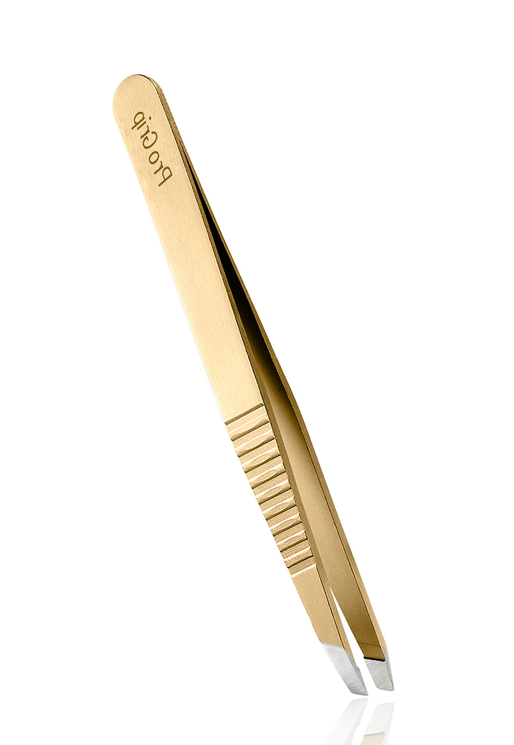 Rubis Pinzetta professionale in acciaio inox dorato, per sopracciglia e sopracciglia – ProGrip Gold