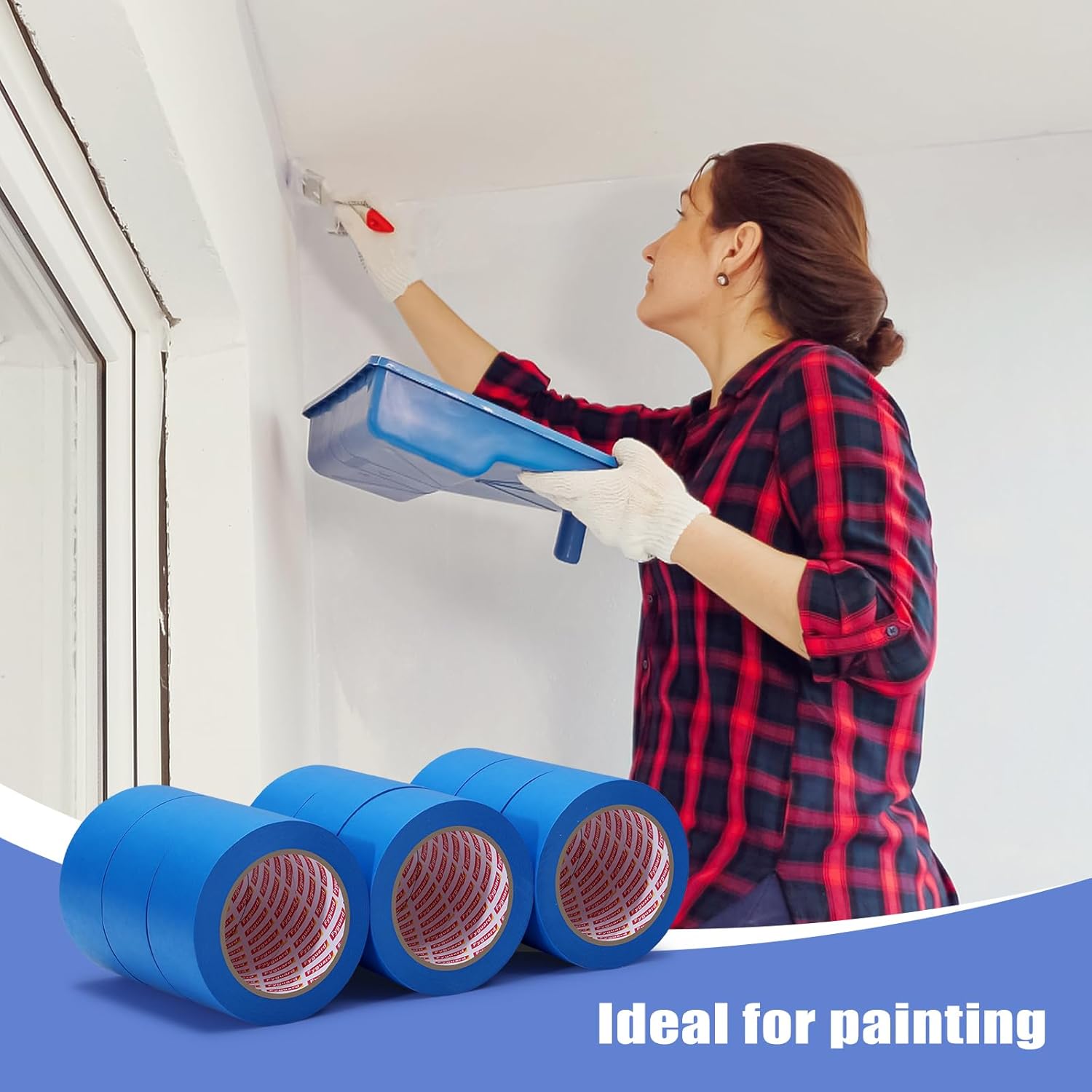 38 Rolls Painters Tape Included 18 Rolls Painters Tape 2 Inch Wide 20 Rolls 1 Inch Wide, Blue Masking Tape for Wall Painting Edges