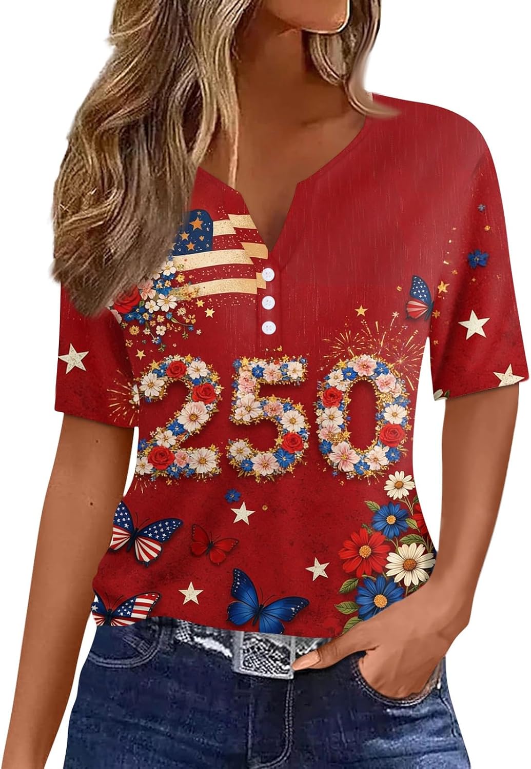 250 Anniversary USA Short Sleeve Tops for Women America Freedom Shirts Boho Fourth of July Casual Graphic Tees